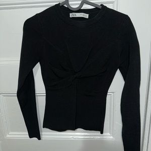 Zara jacquard black long sleeve top